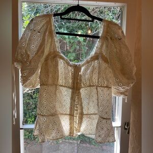 Doen Eyelet XL Blouse cream color